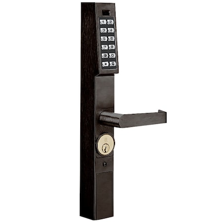 Alarm Lock Pushbutton Aluminum Door Trim, 100 Users, Straight Lever, Oil Rubbed Bronze DL1200/10B1